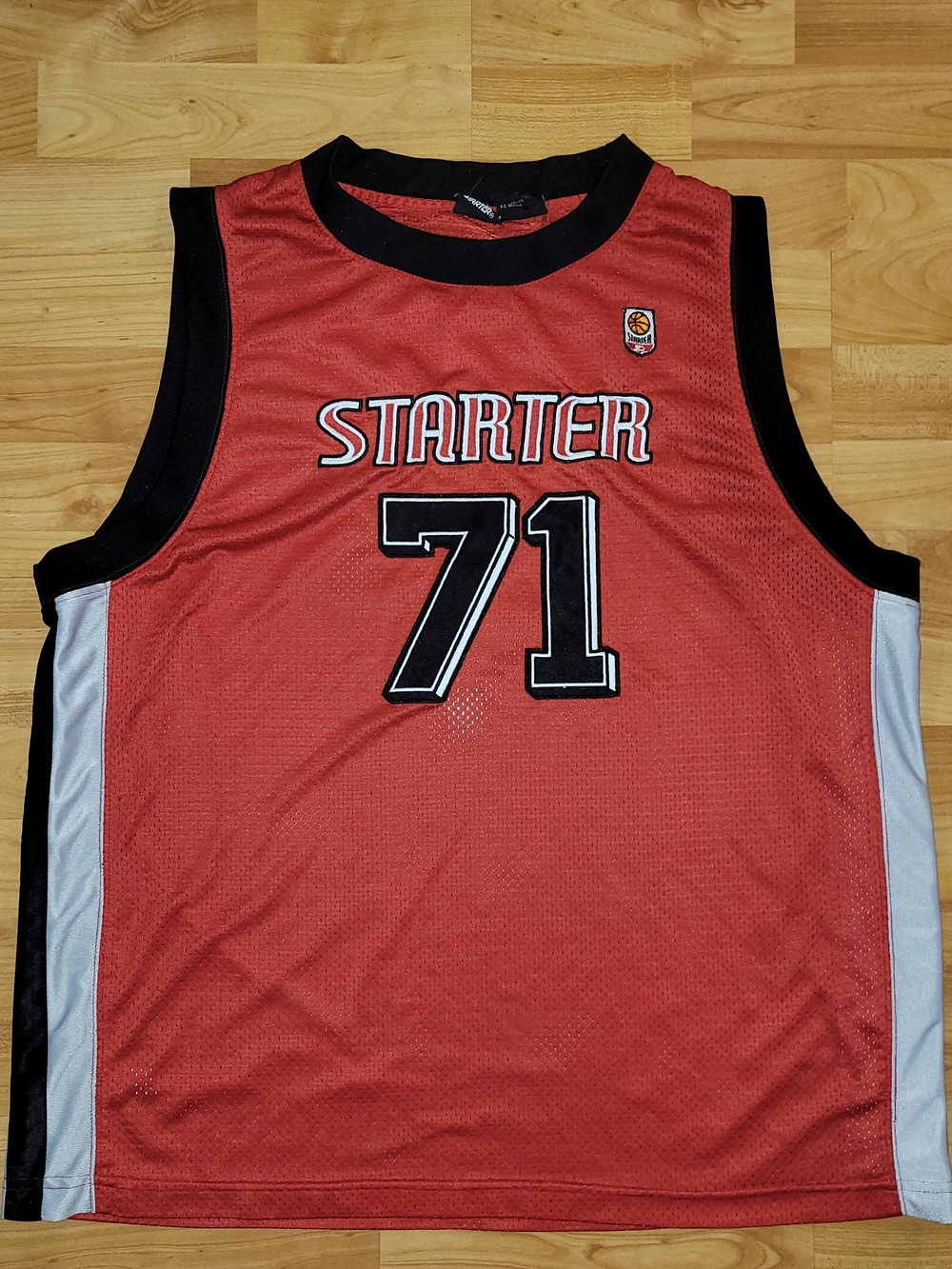 Y2K STARTER Red Mesh Basketball Jersey #71 Graphic, Large